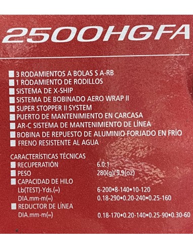 Shimano Aero 2500HGFA
