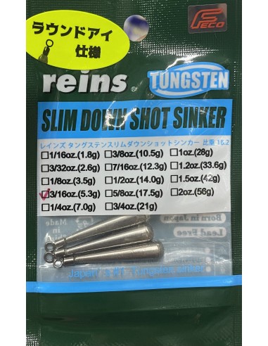 Reins Tungsten Slim Down Shot Sinker...