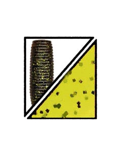 Grub 8" color 530 pumpkin/purpurina verde y negra/cola chartreu