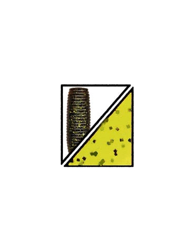 Grub 8" color 530 pumpkin/purpurina verde y negra/cola chartreu