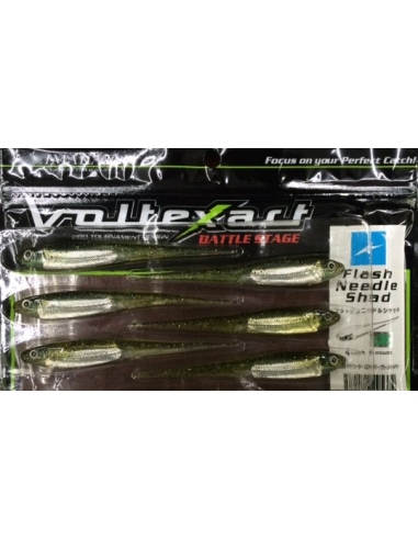 Flash Needle Shad 4" (ECO) color 289 Light Watermelon Pepper/Gre