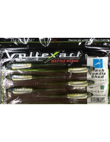 Flash Needle Shad 4" (ECO) color 291 Imae Green Pumpkin Blue Fla