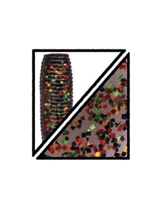 Grub 8" color 180 Smoke/Red-Green-Blk-Cpr Flake