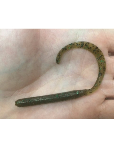 Curly Tail Worm color Green Pumpkin Green