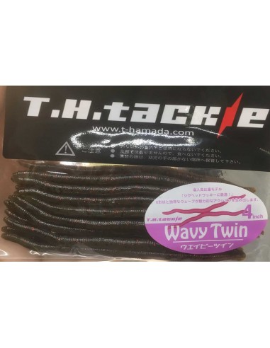 Wavy Twin 4" color Green Pumpkin Red