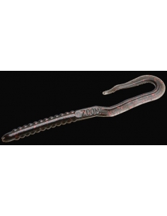 U Tail Worm color negro/purpurina roja