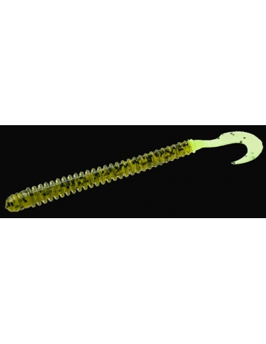 Dead Ringer Worm 4" color watermelon/purpurina negra/cola chartr
