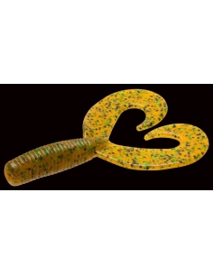 Salty Fat Albert Twin Tail Grub color rootbeer/purpurina negra y