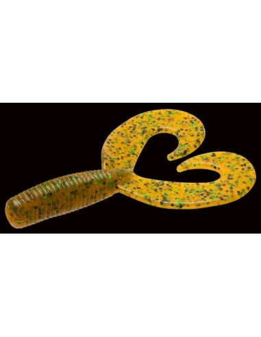 Salty Fat Albert Twin Tail Grub color rootbeer/purpurina negra y